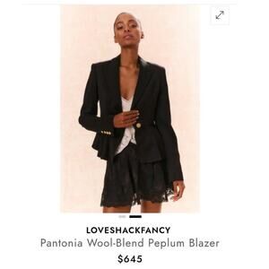 Loveshackfancy Pantonia Wool-Blend Peplum Blazer Gold Button Luxury NWOT 8